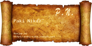 Paki Niké névjegykártya